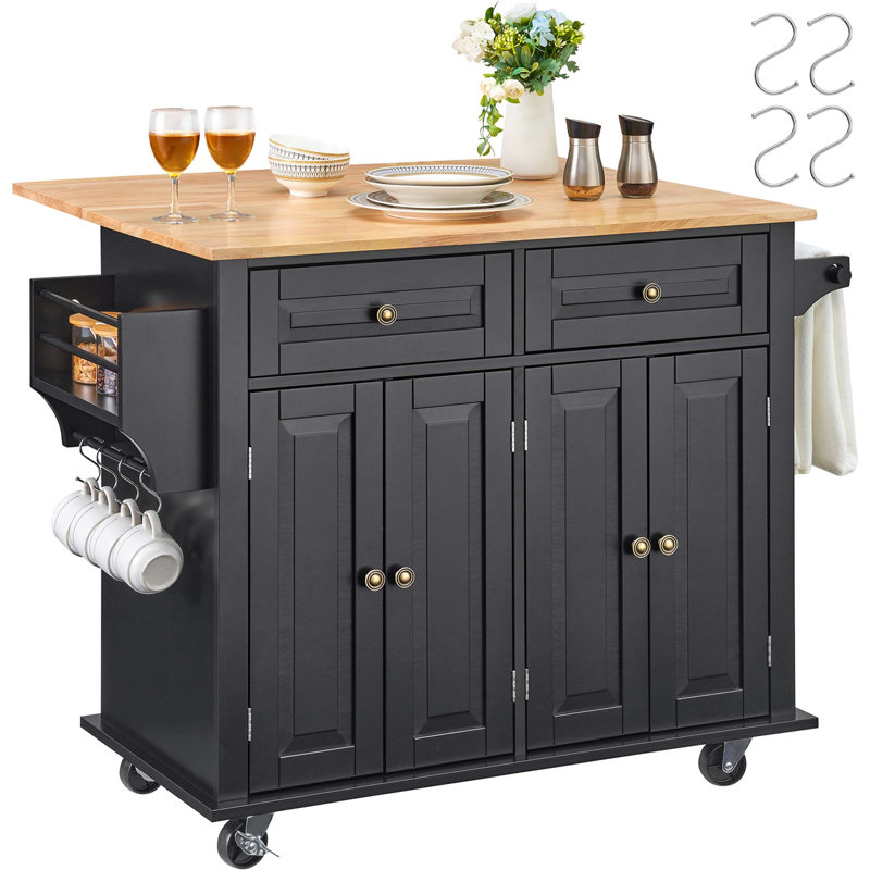 Chariot d'îlot de cuisine durable avec tiroirs, tablettes et roulettes pour un rangement et une mobilité efficaces
