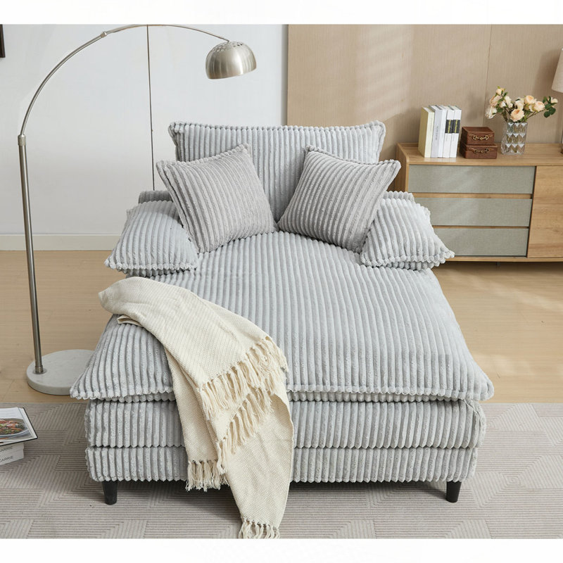 Méridienne rembourrée Corduroy, Gris