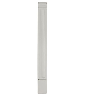 Pilastre cannelé Endurathane avec socle attaché de 13 1/4 po, l 6 po x H 104 po x P 2 1/4 po, plinthe pouvant être coupée jusqu'à 10 1/4 po, polyuréthane moulé à haute densité, blanc apprêté en usine, vendu Chaque