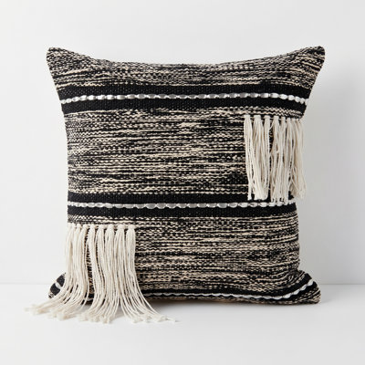 Plaid Geometric Fringed Cotton Throw Pillow Cover