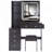 37" Middle Size Left Bedside Cabinet Vanity Table   Cushioned Stool Dresser Set, 2 AC 2 USB Socket, Hair Dryer Stand, Large Touch Control LED Sliding Mirror, 3-Color Switch-2132341241