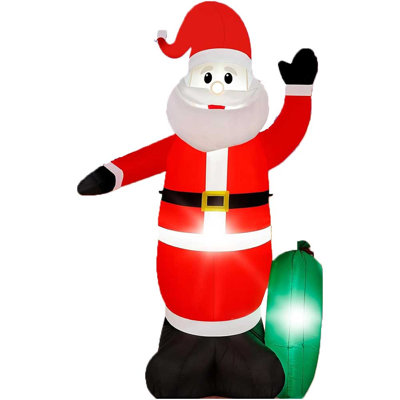 Père Noël gonflable de 8 pi avec sac-cadeau, décoration de Noël lumineuse pour grand jardin extérieur
