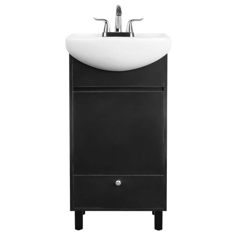 Melstone 18" Single Bathroom Vanity Set, Satin Black