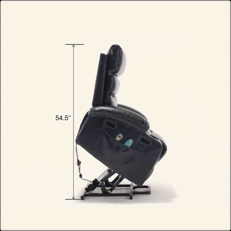 21"Seat Width,Large Size Electric Power Lift Recliner Chair Sofa For Elderly, 8 Point Vibration Massage And Lumber Heat, Remote Control, Side Pockets And Cup Holders, Cozy Fabric, Overstuffed Arm Pu