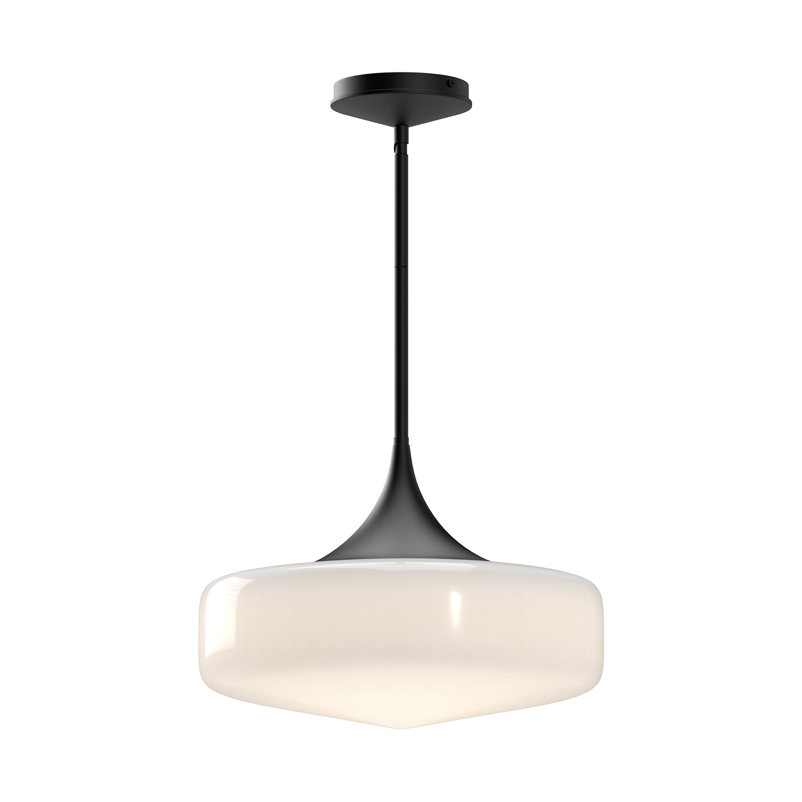 Nathania 1-Light Schoolhouse Glass Pendant , Matte Black