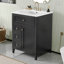 Meuble-lavabo de 24 po avec lavabo, panneau de fibres à densité moyenne et bois d'hévéa, 3 tiroirs et armoire avec tablettes réglables, conception moderne pour les petites et moyennes salles de bain-1778895533