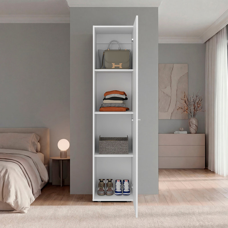 White 4 Shelves Storage Cabinet, White