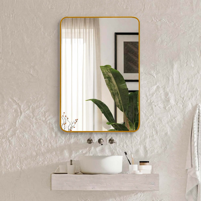 Miroir mural de salle de bain Malpress, 30 po x 22 po, Doré, Rectangulaire