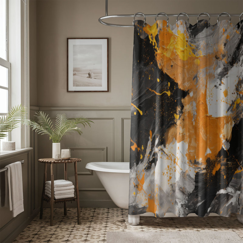 Rideau de douche à l'huile, H 74 po x l 71 po