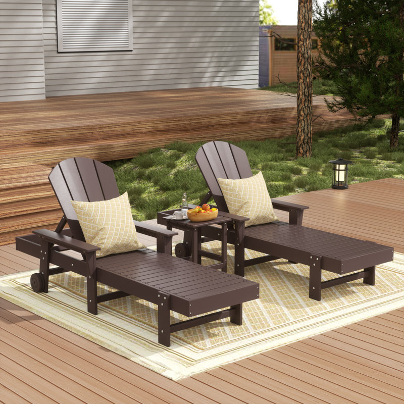 Laguna Outdoor Chaise Lounge Set with Table, Orange