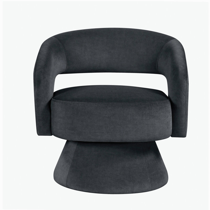 Fauteuil d'appoint pivotant de luxe moderne en velours gris foncé 1pc, Gris foncé