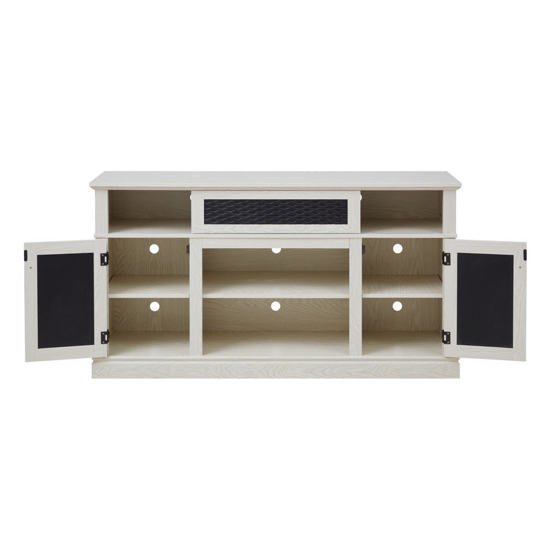 Embossed Pattern TV Stand, TV and Media Console with Open and Closed Storage Space,Entertainment Center