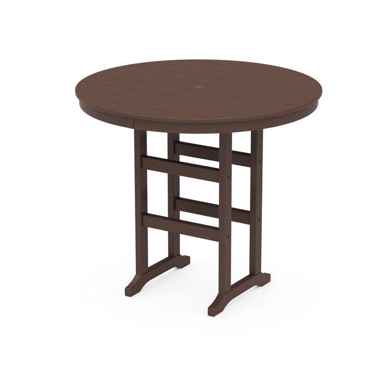POLYWOOD Round Farmhouse Bar Table, Mahogany, 48"