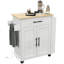 Îlot de cuisine avec rangement, chariot de cuisine roulant avec prises CA et ports USB, support à micro-ondes avec serviette et support à épices, blanc-1536350859