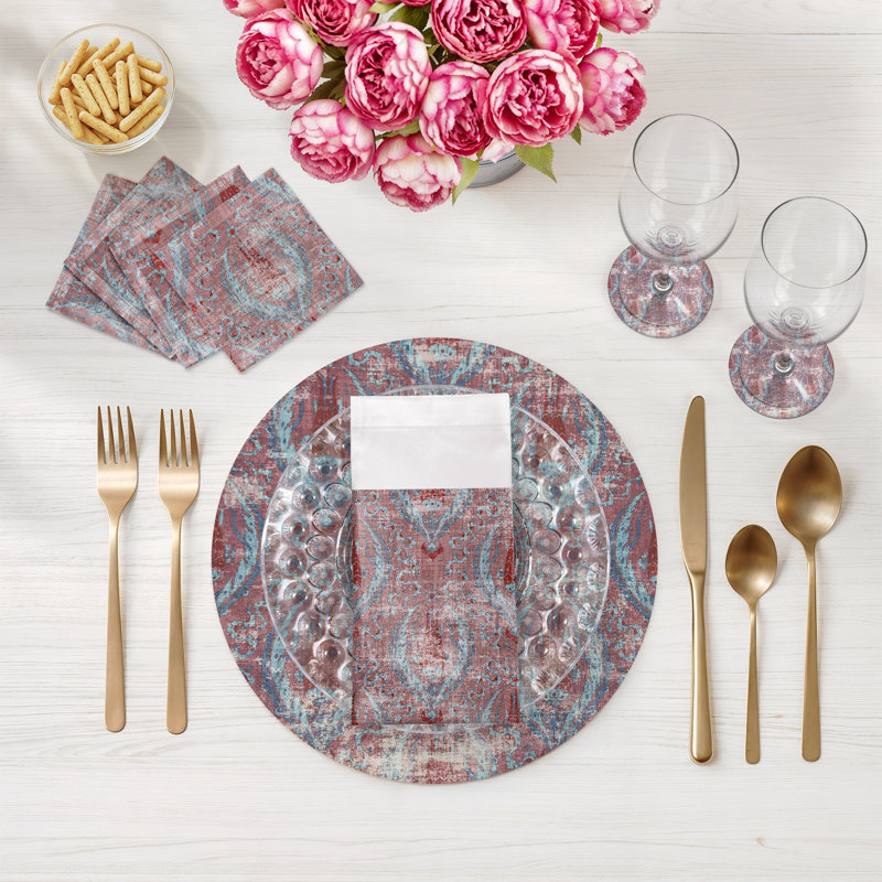 Byzantine Jewel Pebble 16" Vinyl Placemat, Red