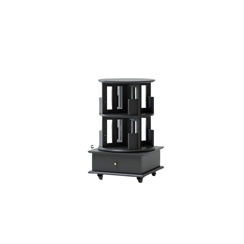Bibliothèque rotative de style moderne, (2 tablettes) H 34,45 po x l 19,29 po x P 19,29 po, Noir