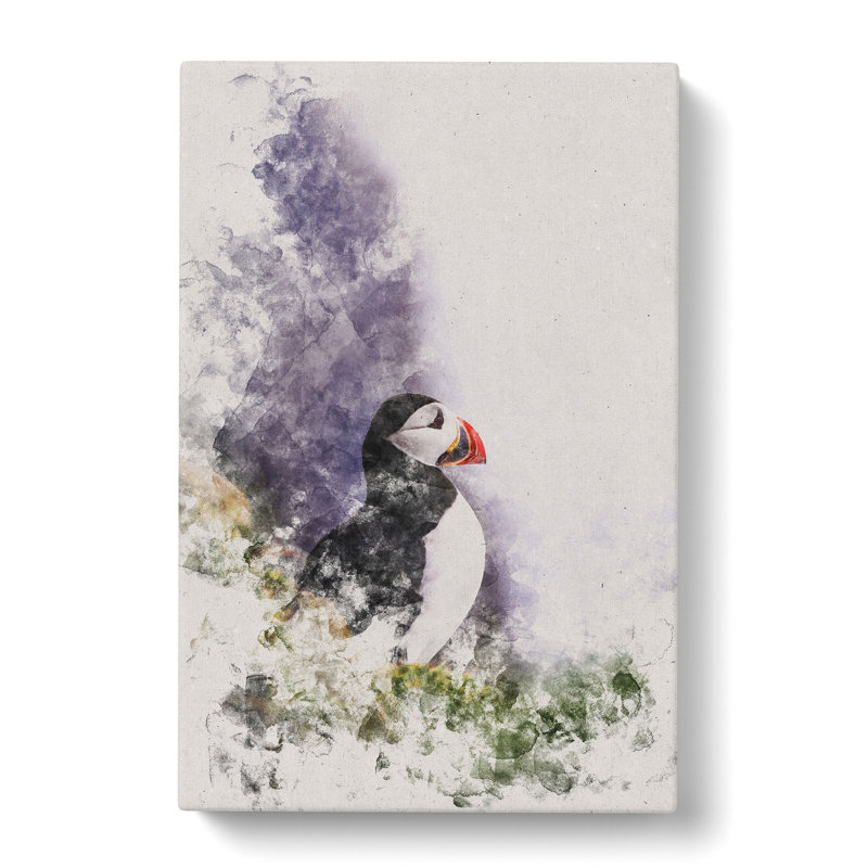 Atlantic Puffin Birds Vol.7 Watercolour, 35cm H x 40cm W x 3cm D