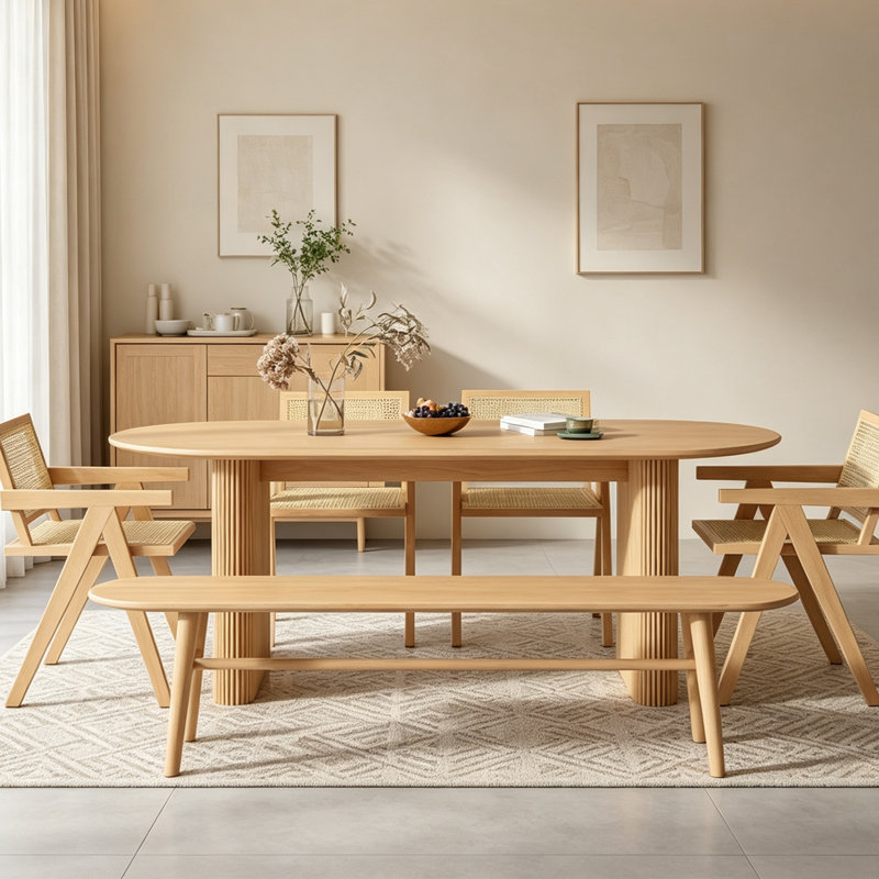 Simple Pine Solid Wood Rectangular Dining Table, 29.5" H x 55.1" W x 27.56" D, Solid Wood