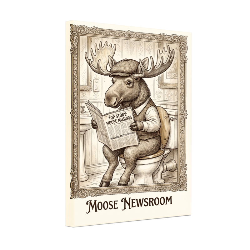 Bath & Laundry Moose lecture du journal sur la toilette