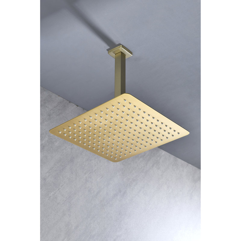 High Stainless Steel Shower Head - Brushed Gold For Bathroom 12x12 In Water Saving With Self-cleaning Attribute Showerhead Feature Pattern
