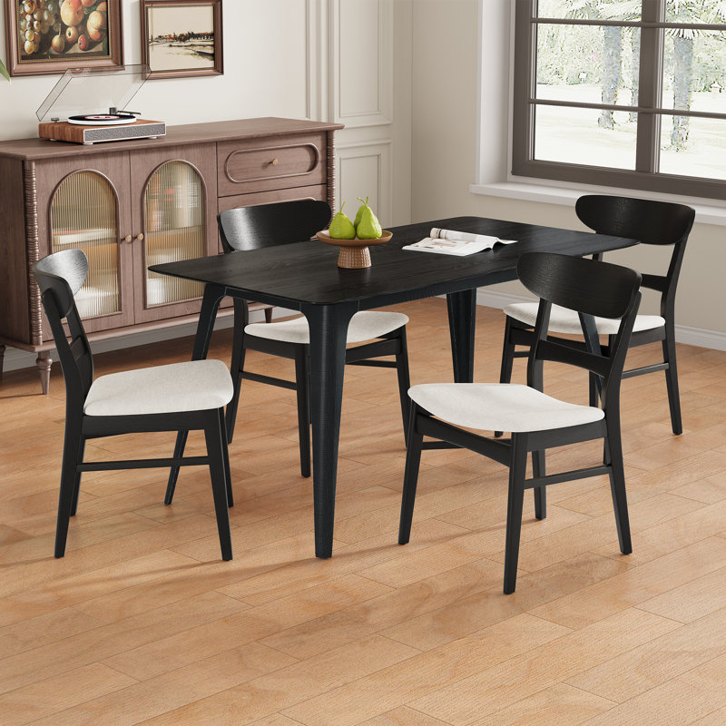 Armgart 4-Person Dining Set, Light Beige, Black