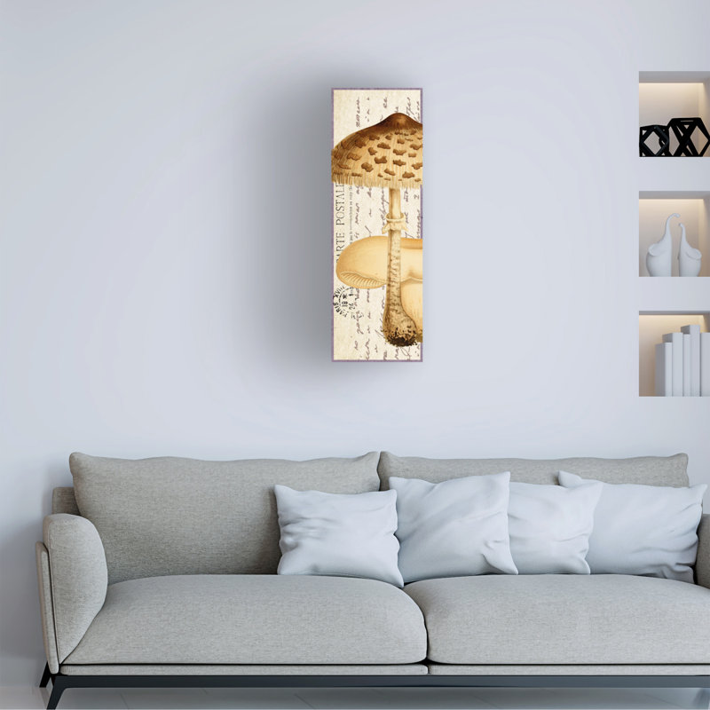 Art mural sur toile tendue - Gail Fraser «Timbres Champignons 2 F Vertical» pour décoration de salon, de chambre à coucher ou de bureau - 8 x 24