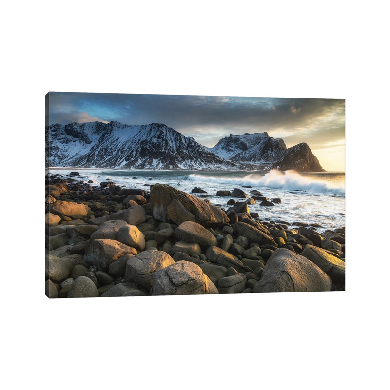 Unstad Beach, Lofoten In Norway - Wrapped Canvas Painting, 20.32 cm H x 30.48 cm W