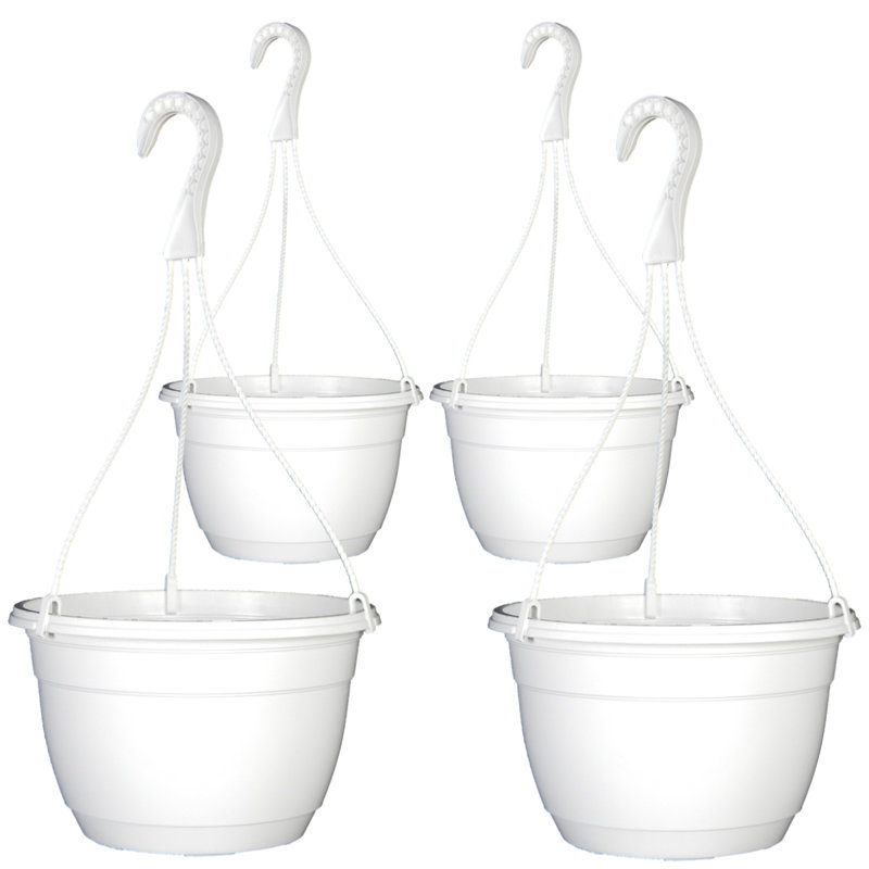 Panier suspendu en plastique 10 pouces blanc (paquet de 4)