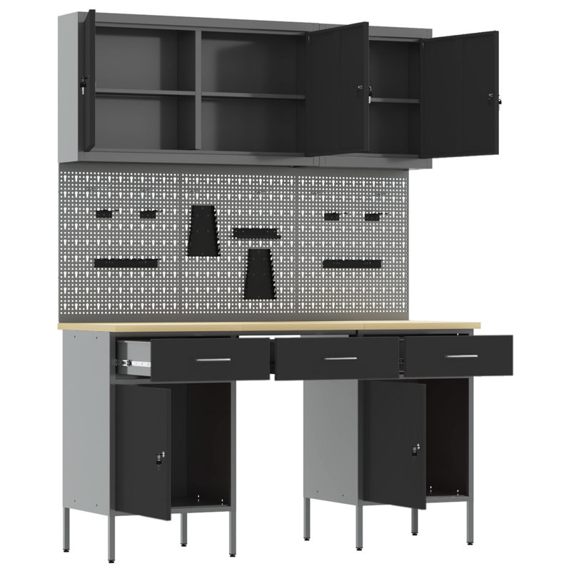Work Cabinet with Drawer, Black