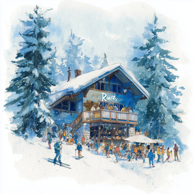 Ski Lodge Winter Gathering Wrapped Canvas Wall Art