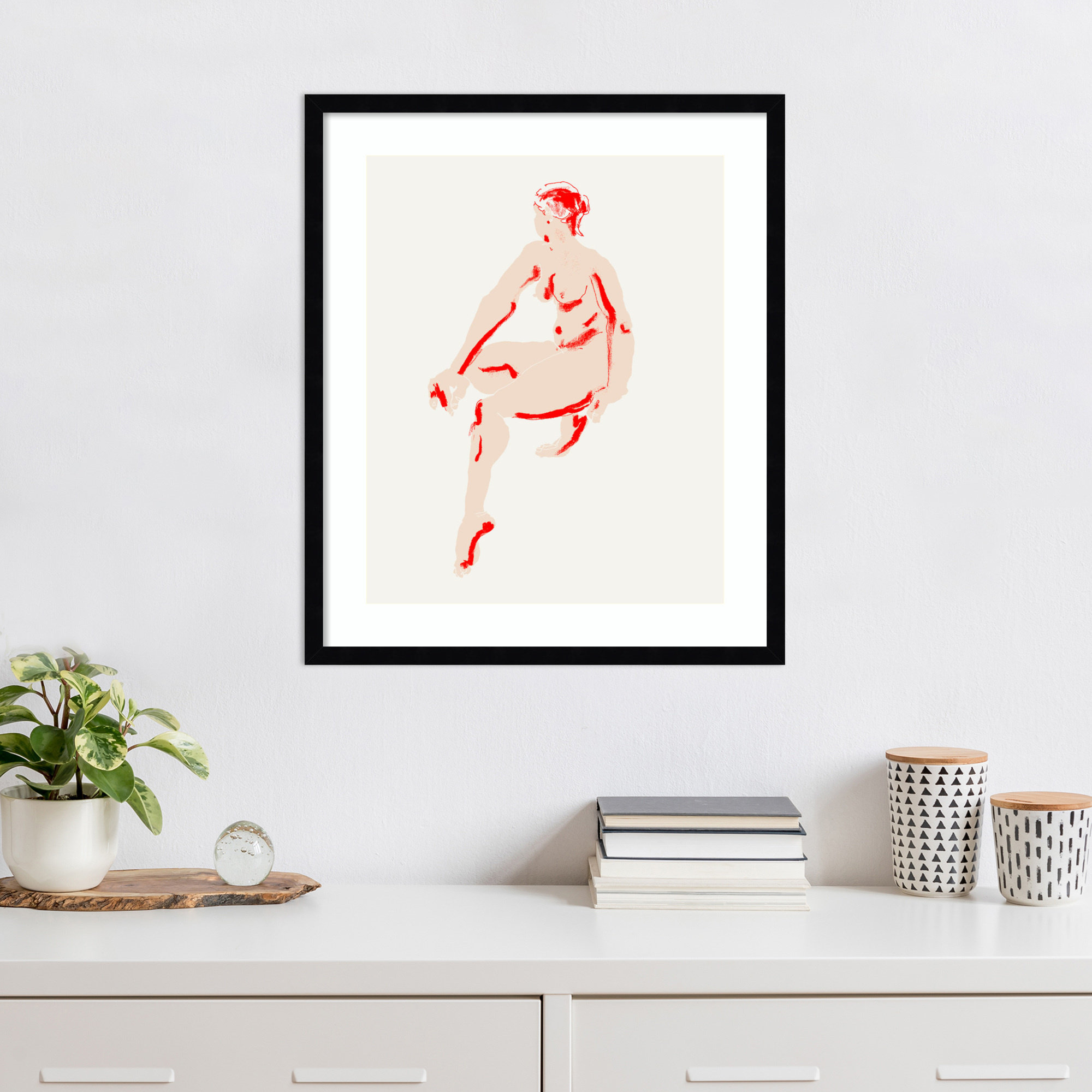 Naked Woman by Francesco Gulina Wood Framed Wall Art Print, Black, 25" H x 21" W