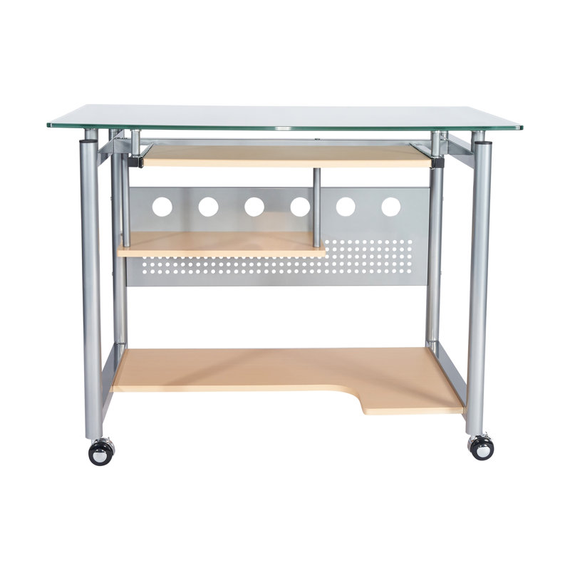 Glass Top Metal Base Computer Desk