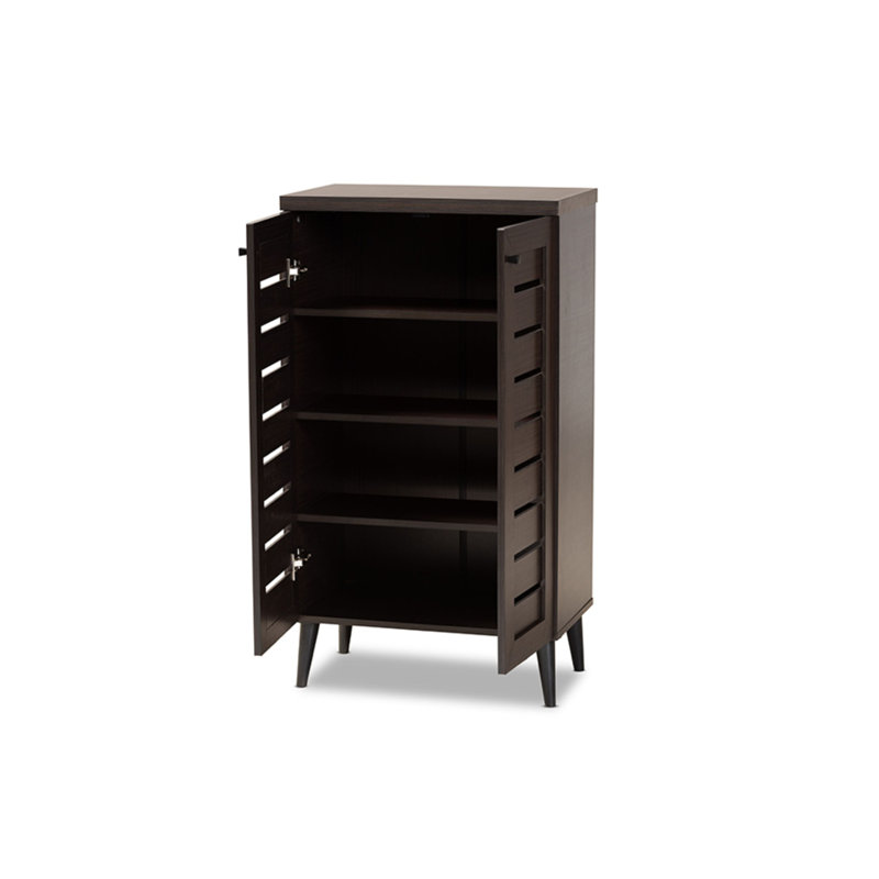 8 Pair Shoe Storage Cabinet, Dark Brown