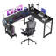 Ensemble de bureau et de chaise: bureau d'ordinateur en L et chaise de bureau en filet-111605637