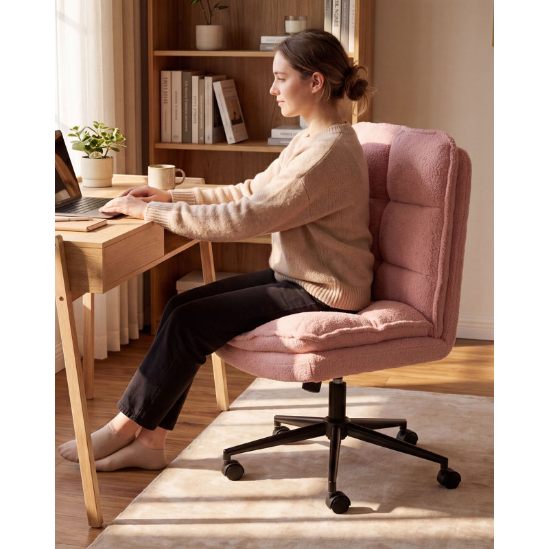 Latitude Run Teddy and Boucle Office Chair, Pink