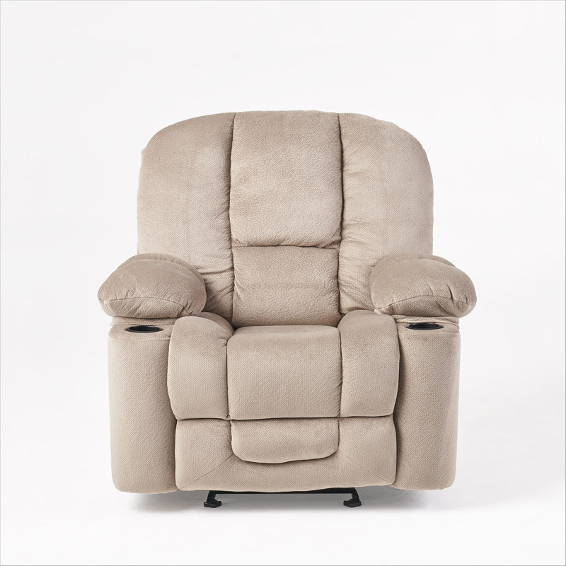 Luxurious Manual Recliner Chair with Skin-Friendly Fabric and Dual Cup Holders, Coffee