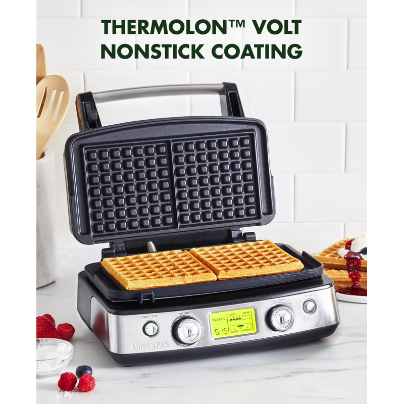 GreenPan Elite 2-Square Waffle Maker, Black
