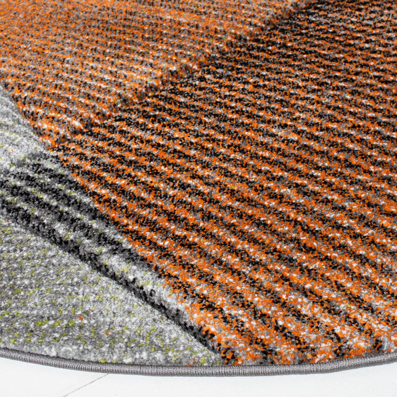 Tontogany Geometric Gray/Orange Area Rug, Rectangle 8' x 10'
