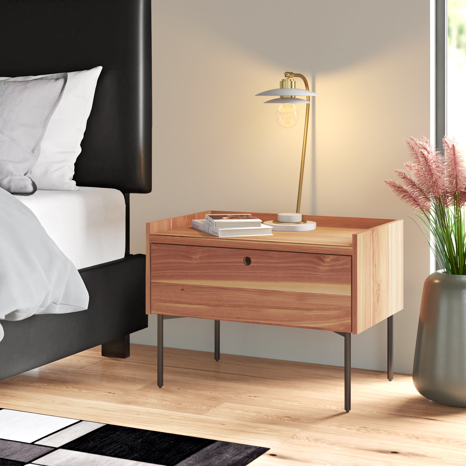 Peek 1 - Drawer Nightstand, Rustic Walnut