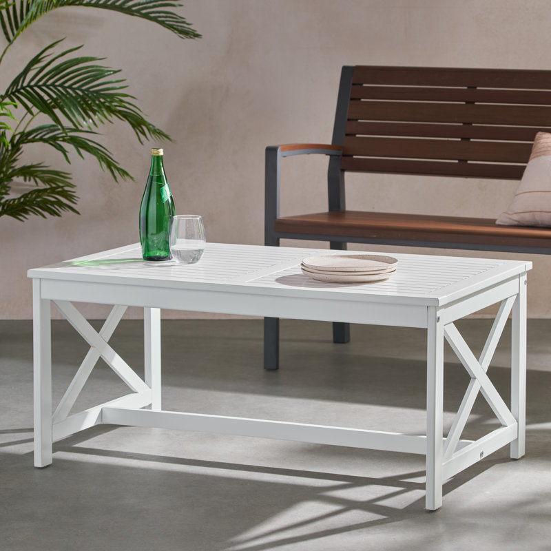 Table d'extérieur en bois Courtyard, Blanc