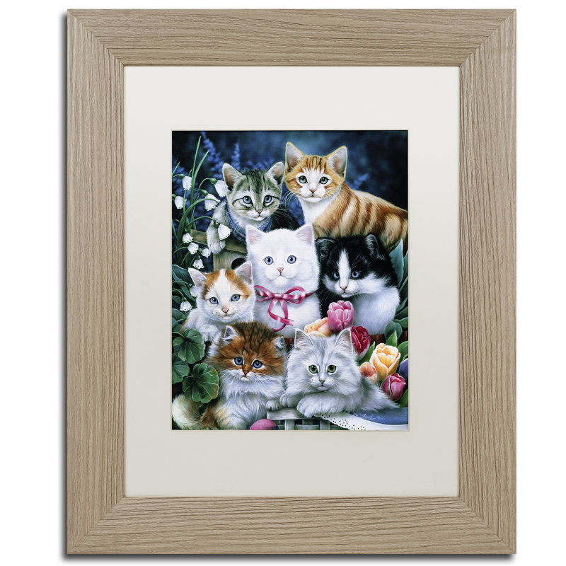 « chatons », reproduction d’impression sur toile encadrée, H 14 po x l 11 po x P 0,5 po, Toile avec cadre argenté