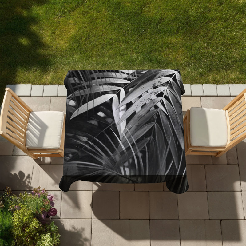 Monochrome Tropicals Leaves Tablecloth | Indoor/Outdoor Decor