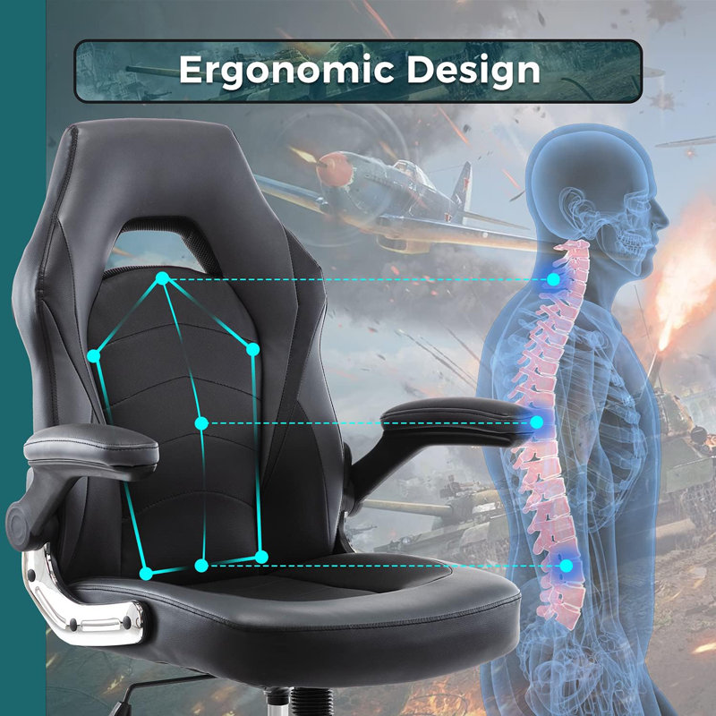 Chaise de bureau ergonomique en cuir synthétique