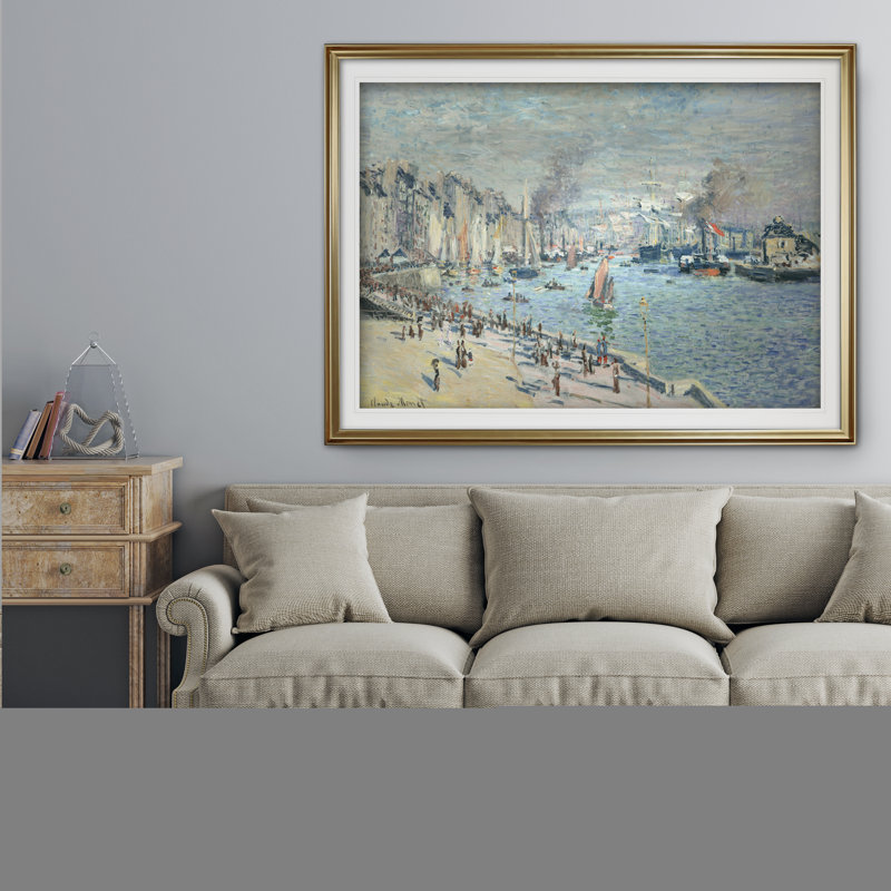 « old outer harbor » par claude monet, impression, Or, H 28 po x l 38 po x P 1,5 po