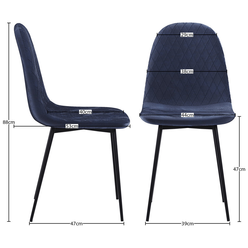 Dining Chairs Upholstered Fabric Seat Kitchen Dining Room Furniture, UKFR Certified, Blue, 6