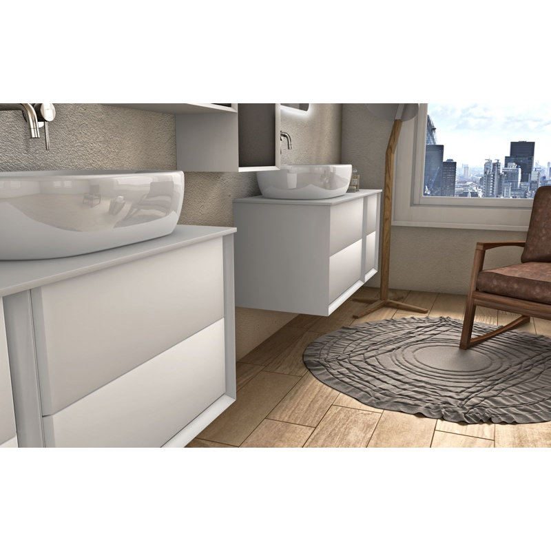 Base de meuble-lavabo simple mural 27,6 po Walbrook seulement, Blanc mat
