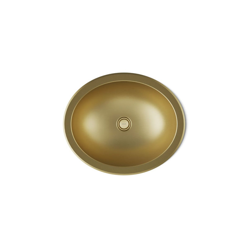 Bachata®20" Oval Drop-In/Undermount Bathroom Sink, No Overflow, Vibrant Brushed Moderne Brass
