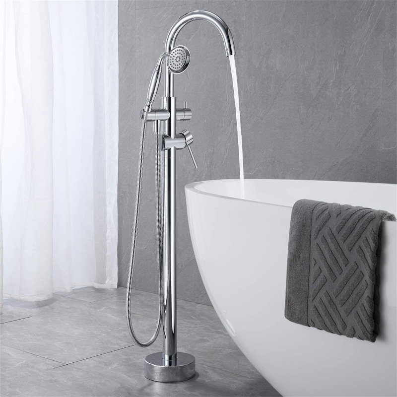 2 Handle Clawfoot Tub Faucet with Diverter, Chrome
