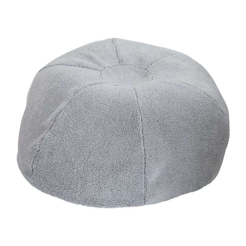 Fauteuil à billes en coton Classic, Grand, Sergé de coton gris Sherpa