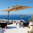 Parasol double déporté de 3,35 m x 2,74 m, base incluse